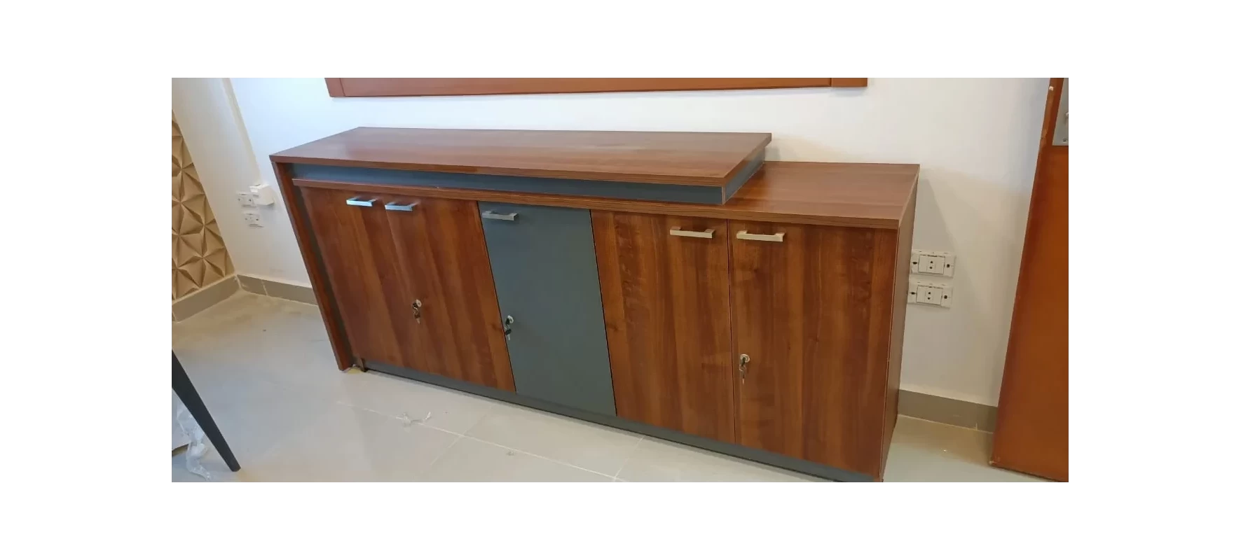 Wooden file library, 3 doors